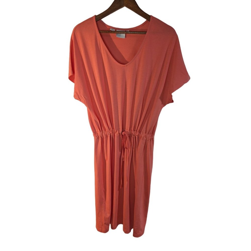 JunaRose Coral T-shirt Dolman Sleeve Tie-waist Knee-length Dress Sz L